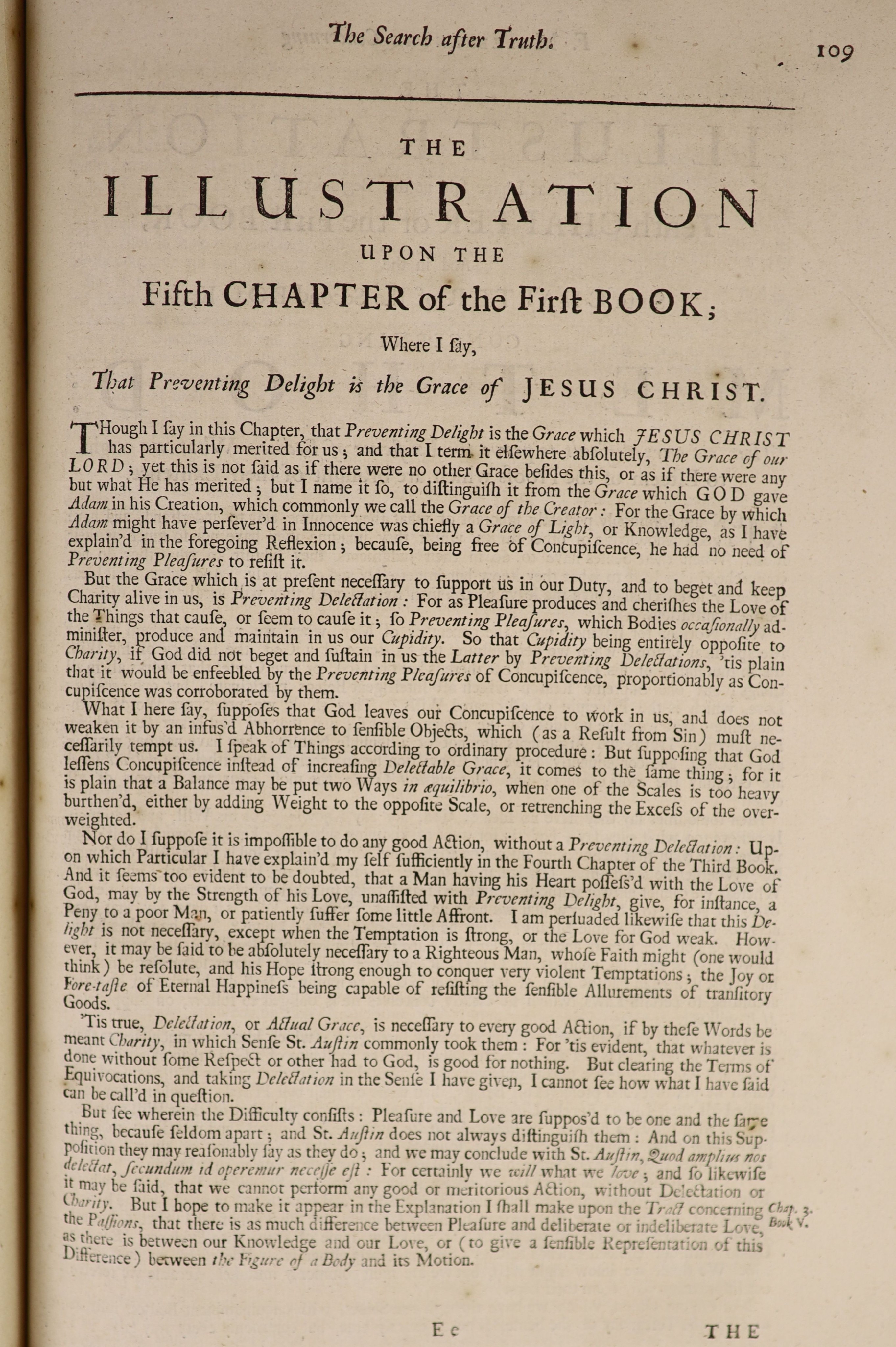 Malebranche, Nicholas de - His Treatise concerning the Search after Truth ... to which is added the author's Treatise of Nature and Grace ... all translated by T. Taylor ...